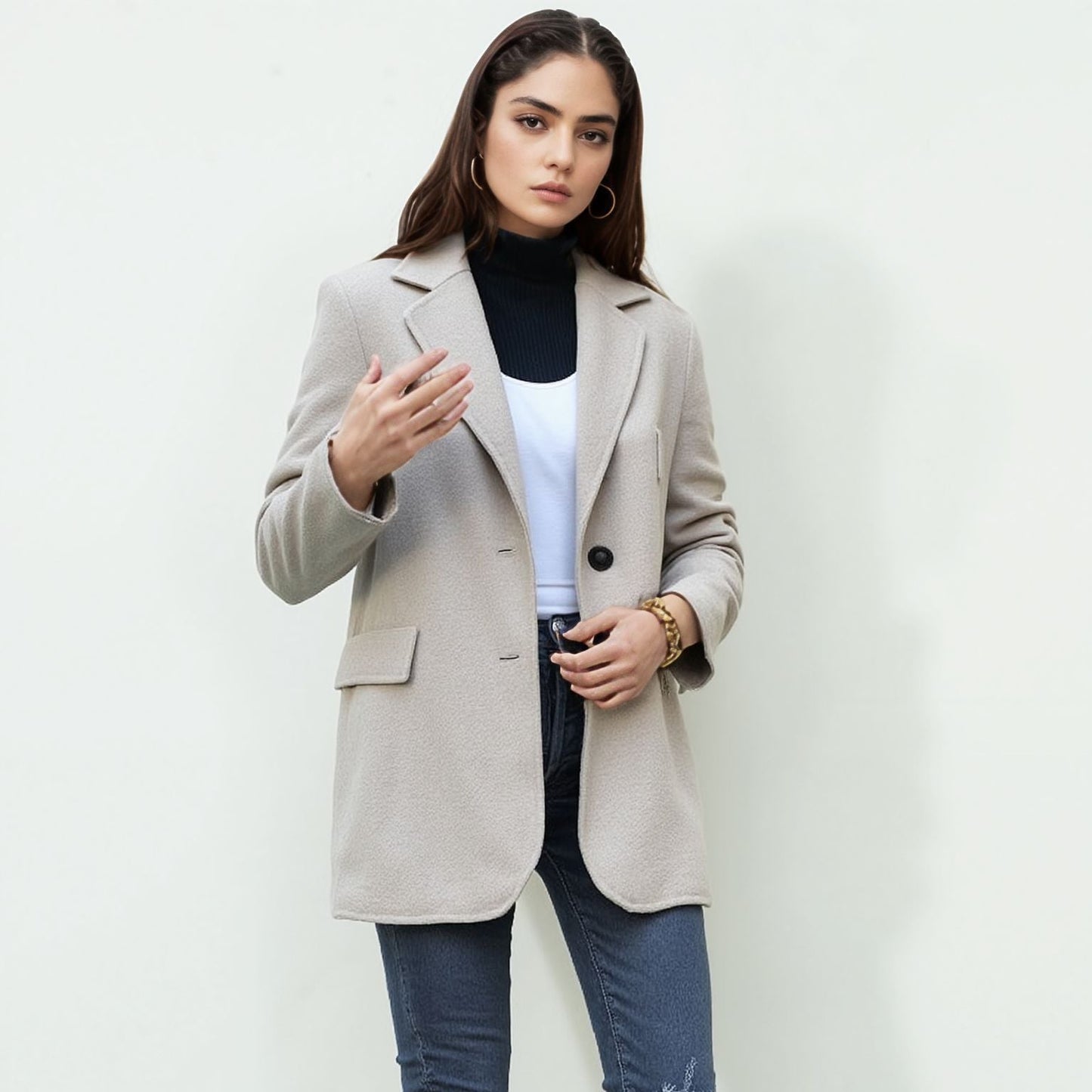Damen Blazer Elegant Slim Fit Schwarz