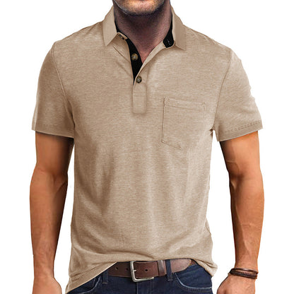 Herren Polo-Shirt Modern Kragen Brusttasche Slim Fit