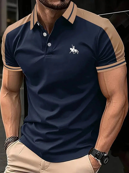 Herren Polo Shirt Kontrastkragen Sportlich Modern