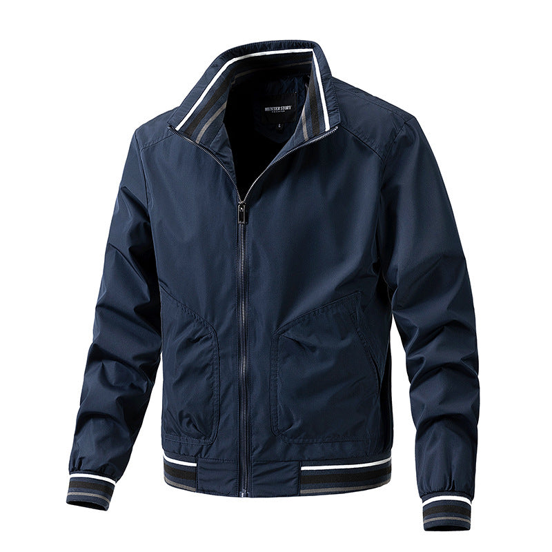 Herren Bomberjacke Modern Kontrast Kragen Hochwertig