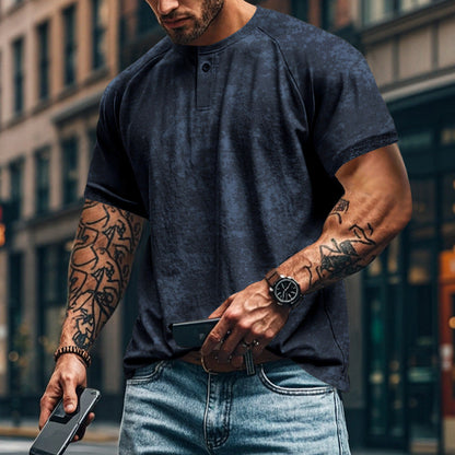 Herren Kurzarm T-Shirt lässig Casual mit Struktur