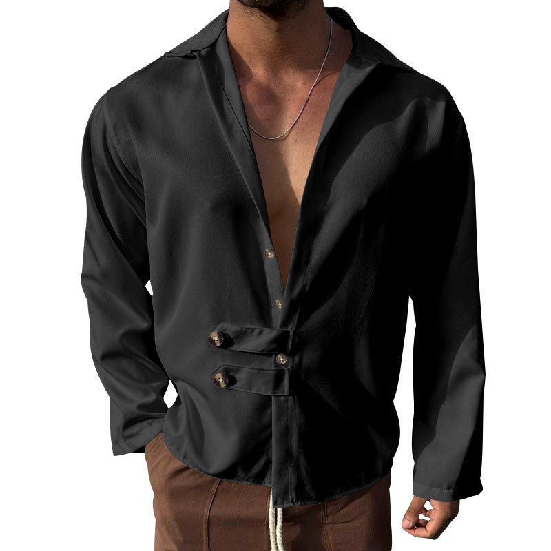 Herren Langarmhemd Modern mit Knopfleiste Elegantes Design - BerlinGlamour