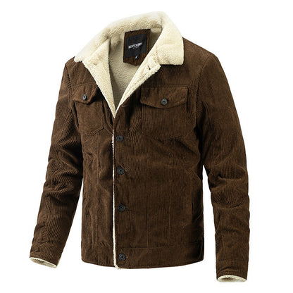 Herren Kordjacke Weich Teddyfutter Warm Winter