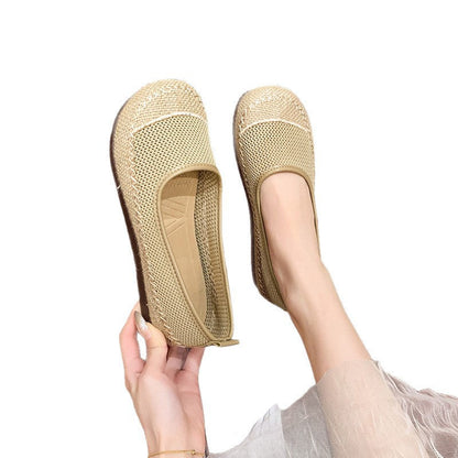 Damen Ballerinas Sommer Bequem Atmungsaktiv Elastisch