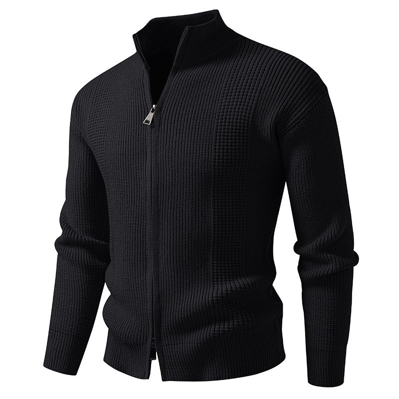 Herren Strickjacke Hochkragen Modern mit Reißverschluss