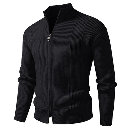 Herren Strickjacke Hochkragen Modern mit Reißverschluss