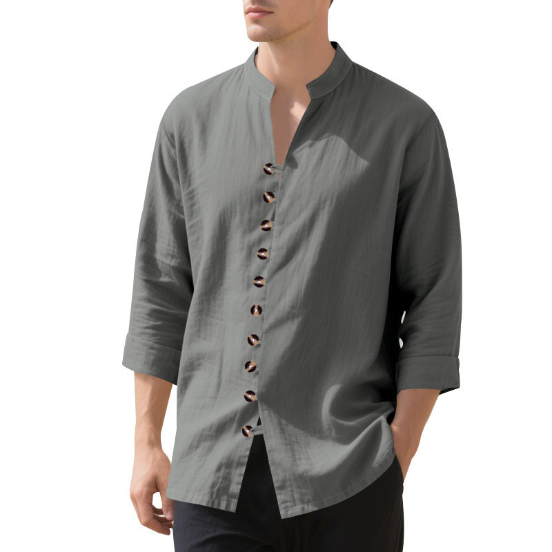 Herren Hemd Stehkragen Elegantes Business Hemd