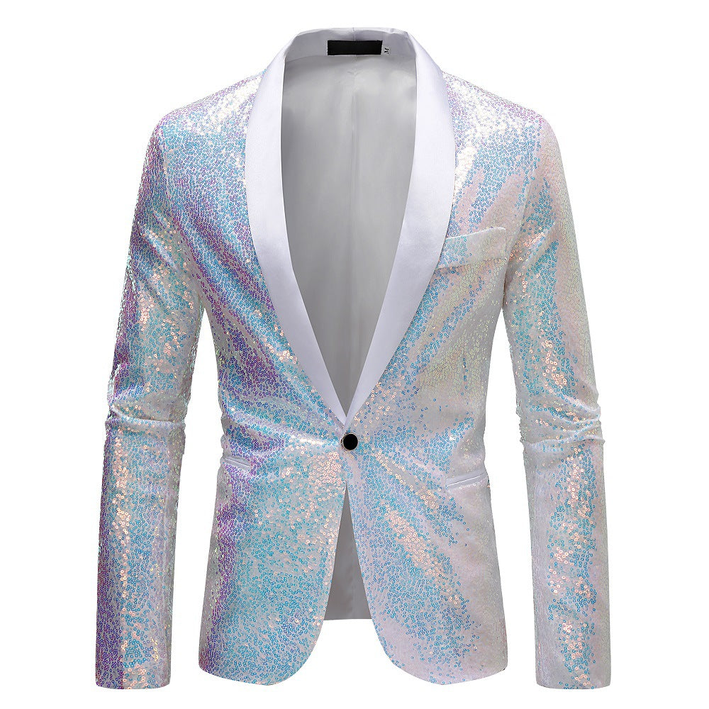 Herren Blazer Elegant Pailletten Modern Schwarzer Anzug - BerlinGlamour