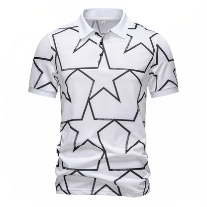 Herren Poloshirt Sternen-Design atmungsaktiv Modern