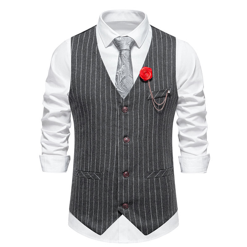 Herren Anzugweste Elegante Nadelstreifen Mit Taschen