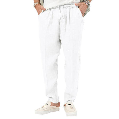 Herren Leinenhose Bequem Elastischer Bund Sommer