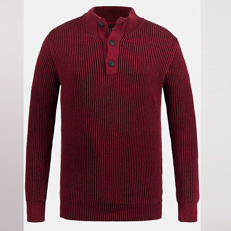 Herren Pullover Rippstrick Knopfleiste Modern Berlin Stil