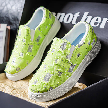Damen Sneaker Glitzer Slip-On Schuhe Elegante Mode - BerlinGlamour