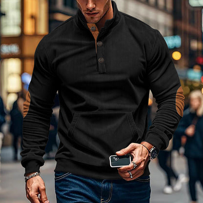 Herren Pullover Modern Stehkragen Knopfleiste Casual