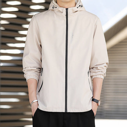 Herren Sportjacke Wetterfest Verstellbare Kapuze Funktionell