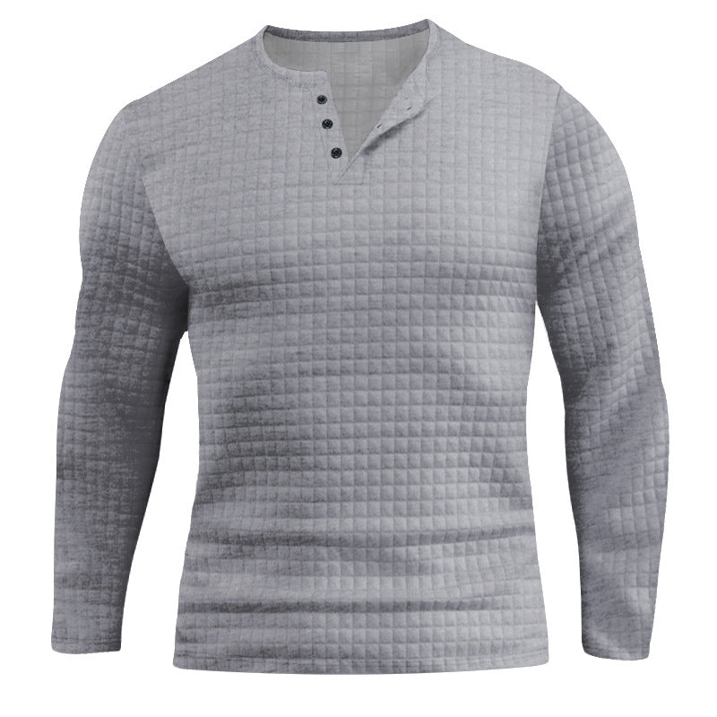 Herren Langarmshirt Modern mit Knopfverschluss und Struktur