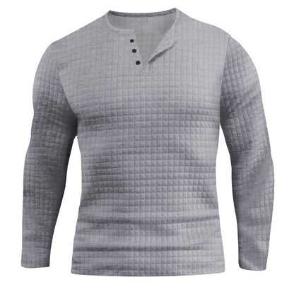 Herren Langarmshirt Modern mit Knopfverschluss und Struktur
