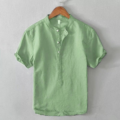 Herren Hemd Kurzarm Stehkragen Modern Elegant