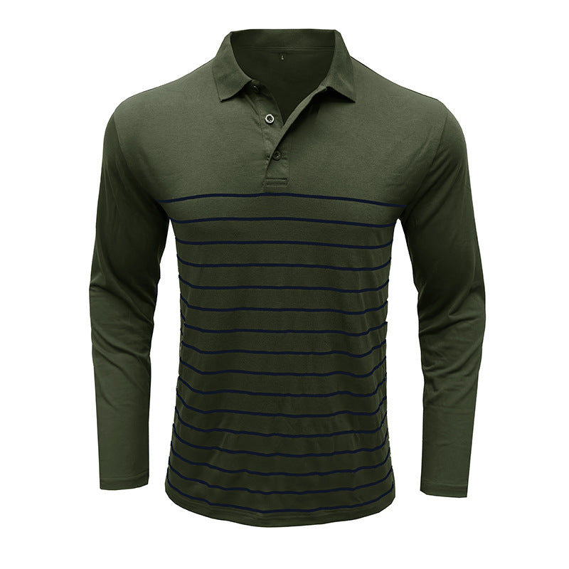 Herren Polo Langarm Streifen Design Modern