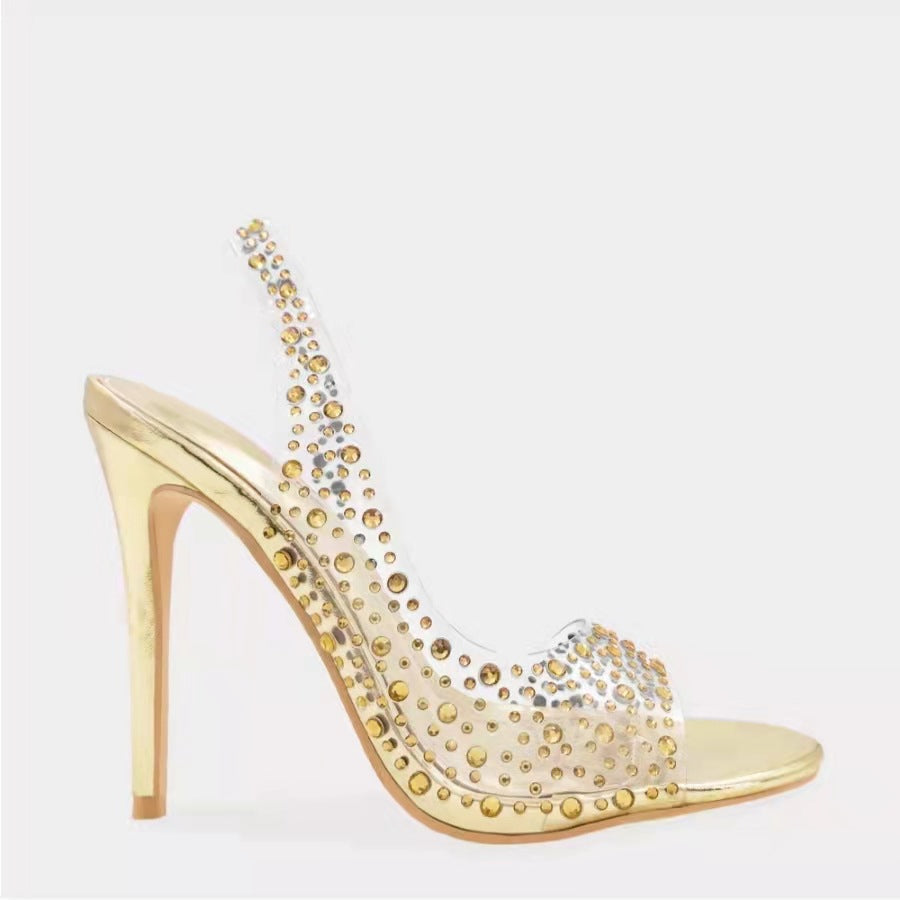 Damen High Heel Sandalen Glitzer Strass Schuhe Party