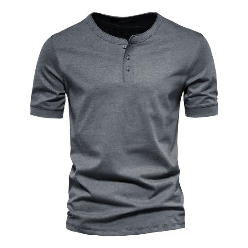 Herren T-Shirt mit Knopfverschluss Weiches Baumwollshirt Modern