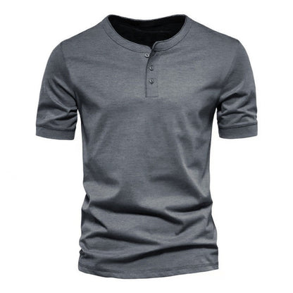 Herren T-Shirt mit Knopfverschluss Weiches Baumwollshirt Modern