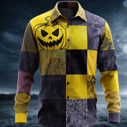 Herren Halloween Hemd Berlin Motiv Gruselig Kurzarm