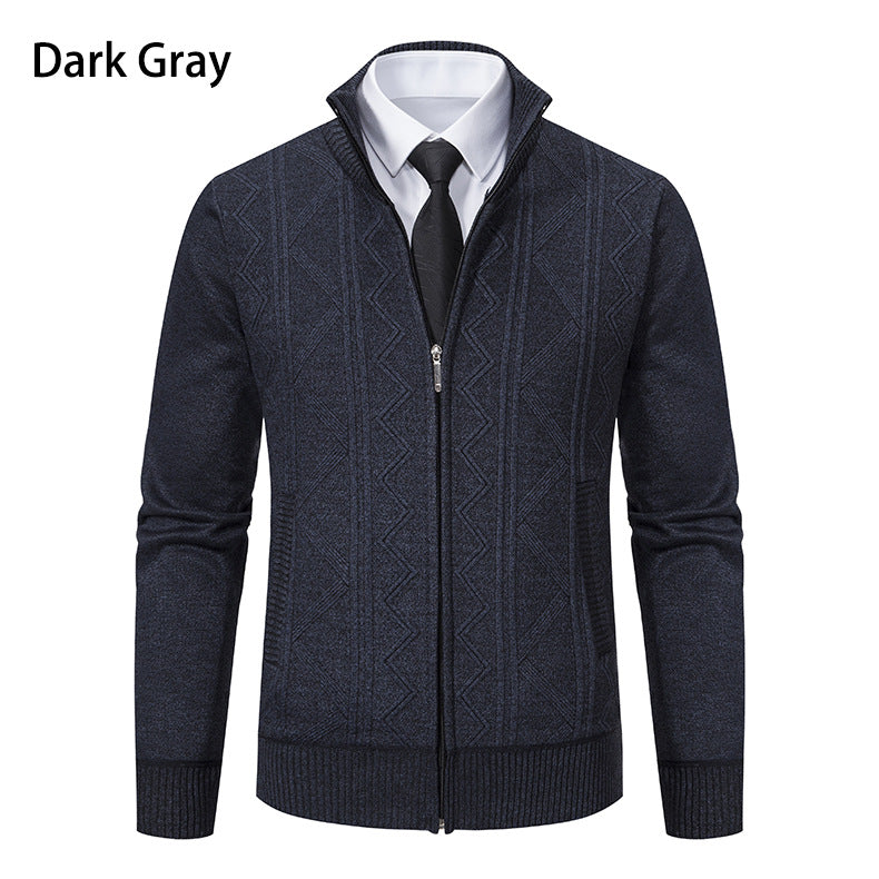 Herren Strickjacke Modern mit Reißverschluss Hochkragen