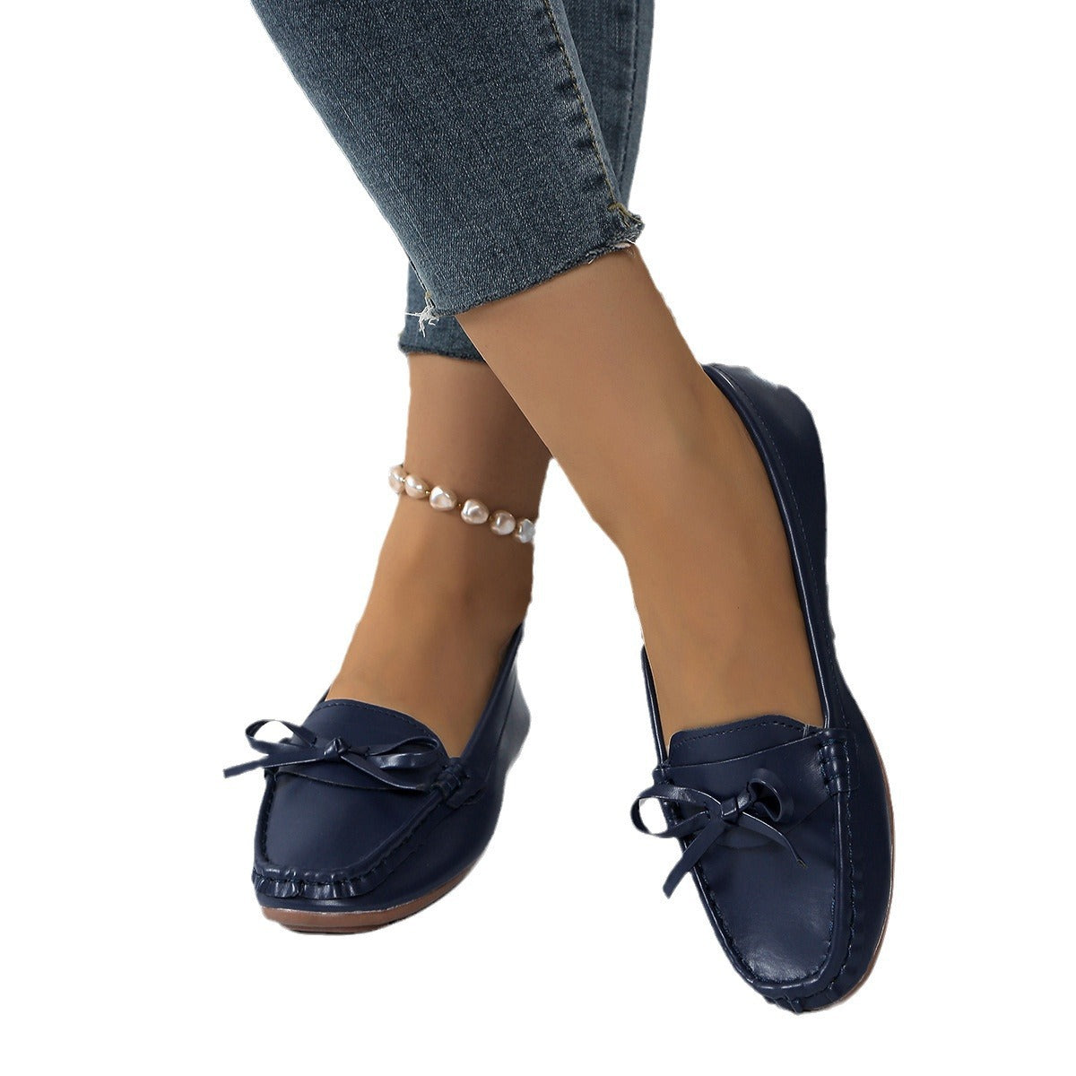 Damen Mokassins Bequem Schleifen Detail Elegant