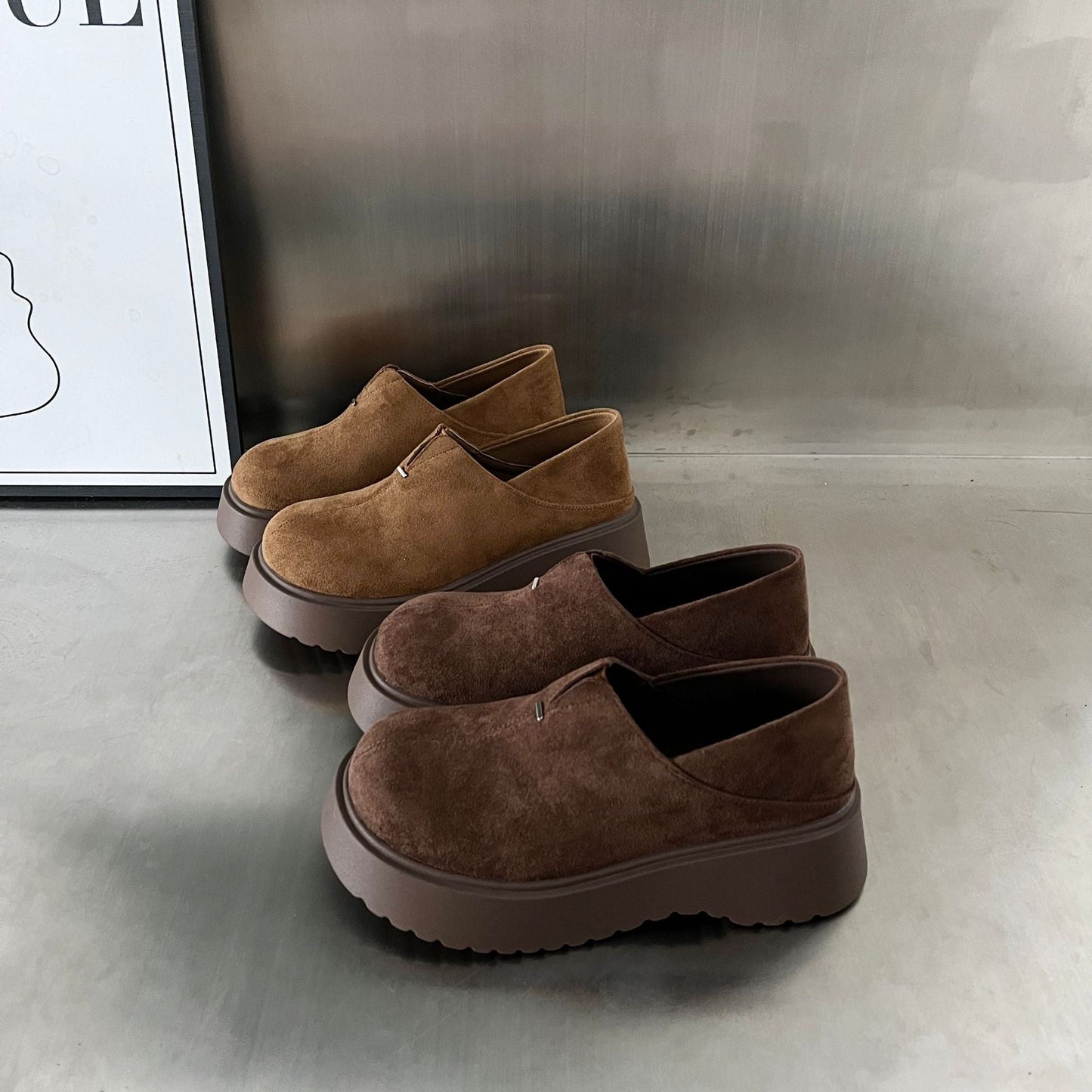 Damen Sneaker Bequem Plateau Wildleder Elegante Schuhe
