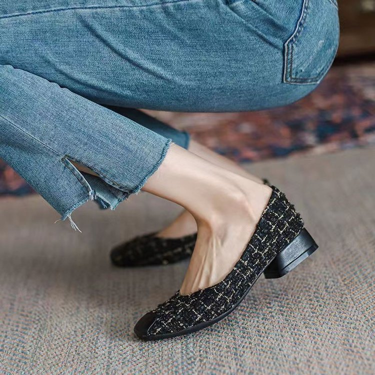 Damen Ballerinas Elegante Tweed Schuhe Komfortabel