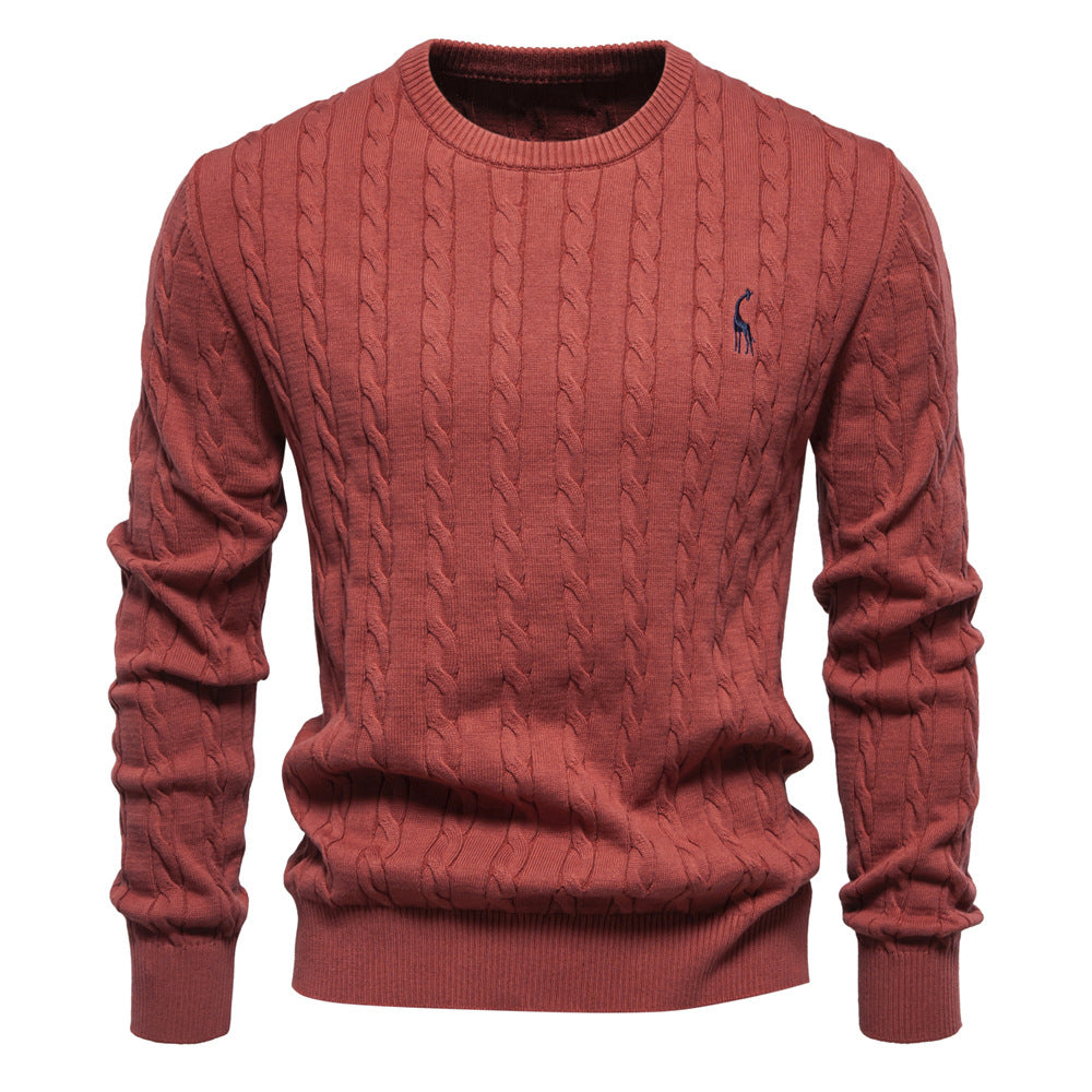 Herren Strickpullover Zopfmuster Rundhals Modern