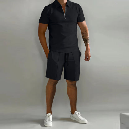 Herren Poloshirt Sportlich Kurzarm mit Shorts Set