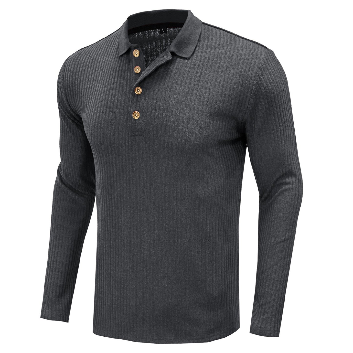 Herren Langarmshirt Strukturiert Henley Ausschnitt Modern