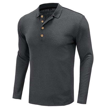 Herren Langarmshirt Strukturiert Henley Ausschnitt Modern