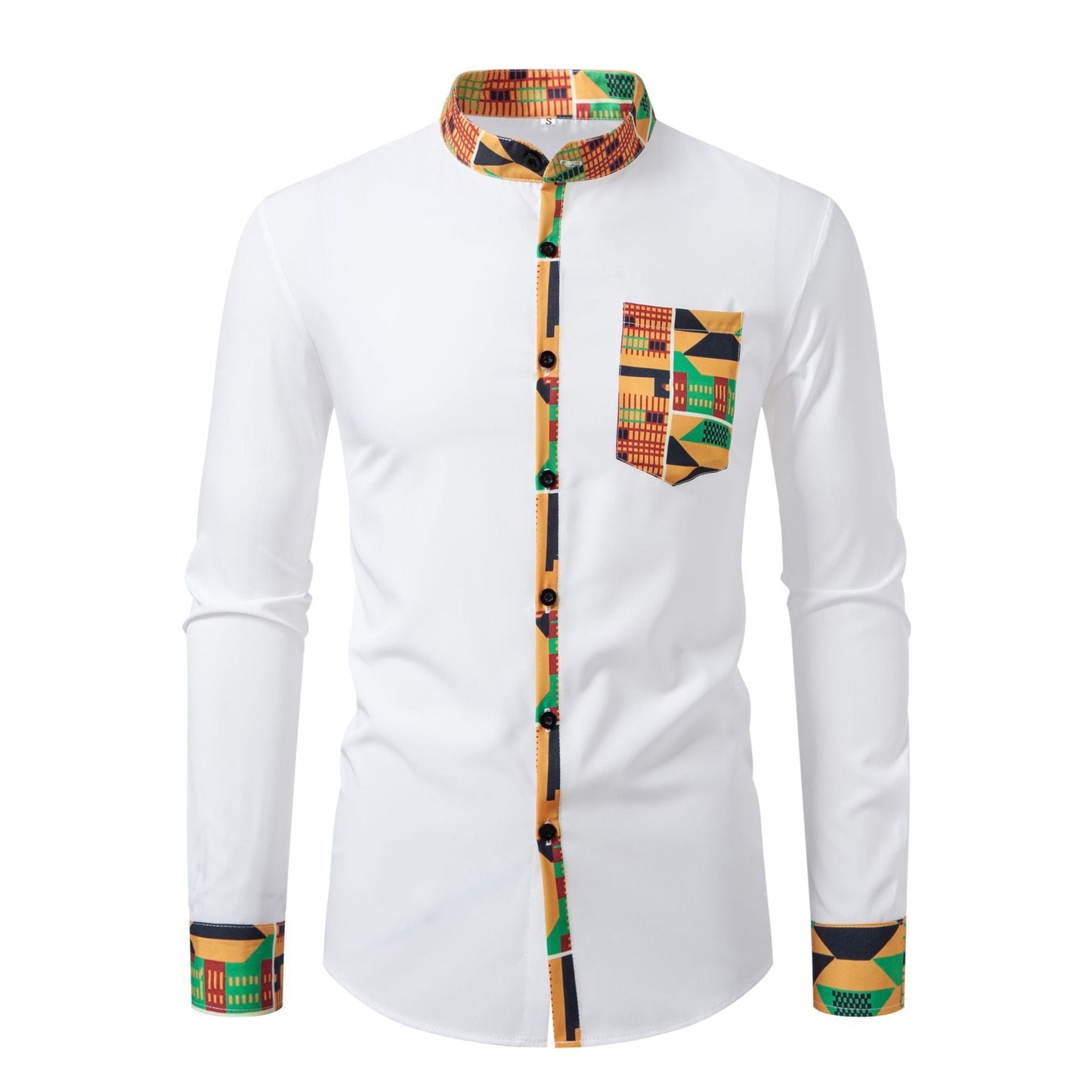 Herren Langarmhemd Afrikamuster Modern Urban