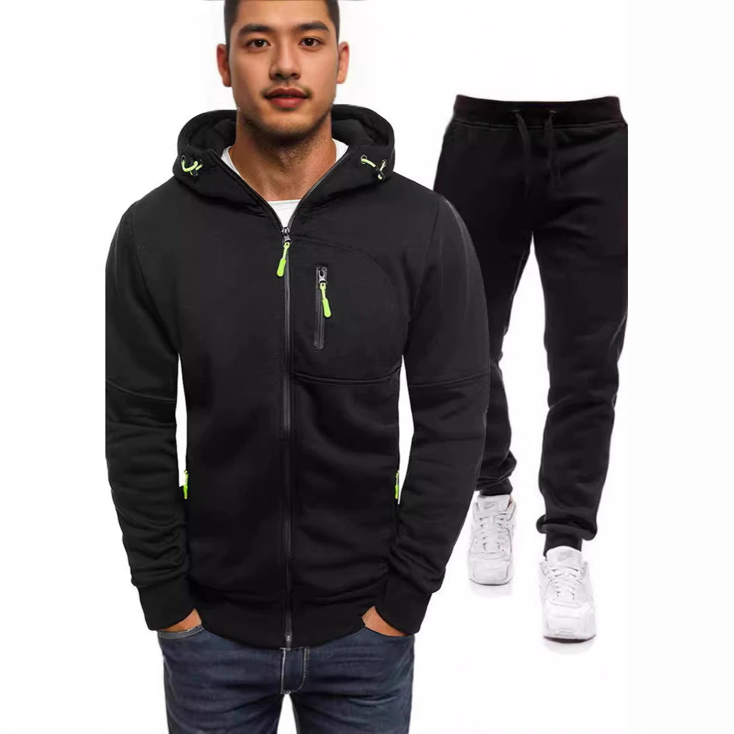 Herren Sportjacke Zip-Hoodie mit Reißverschlusstaschen Modern