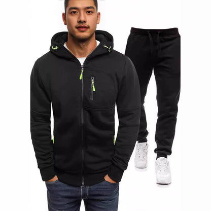 Herren Sportjacke Zip-Hoodie mit Reißverschlusstaschen Modern