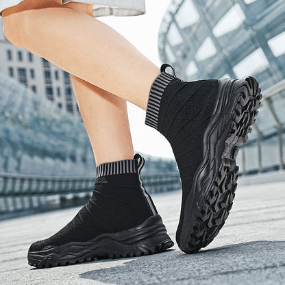 Damen Sneaker Strick Optik Rutschfest Elastisch