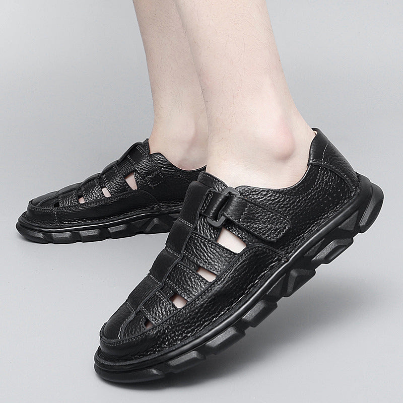 Herren Leder-Sandalen Offen mit Klettverschluss Rutschfest
