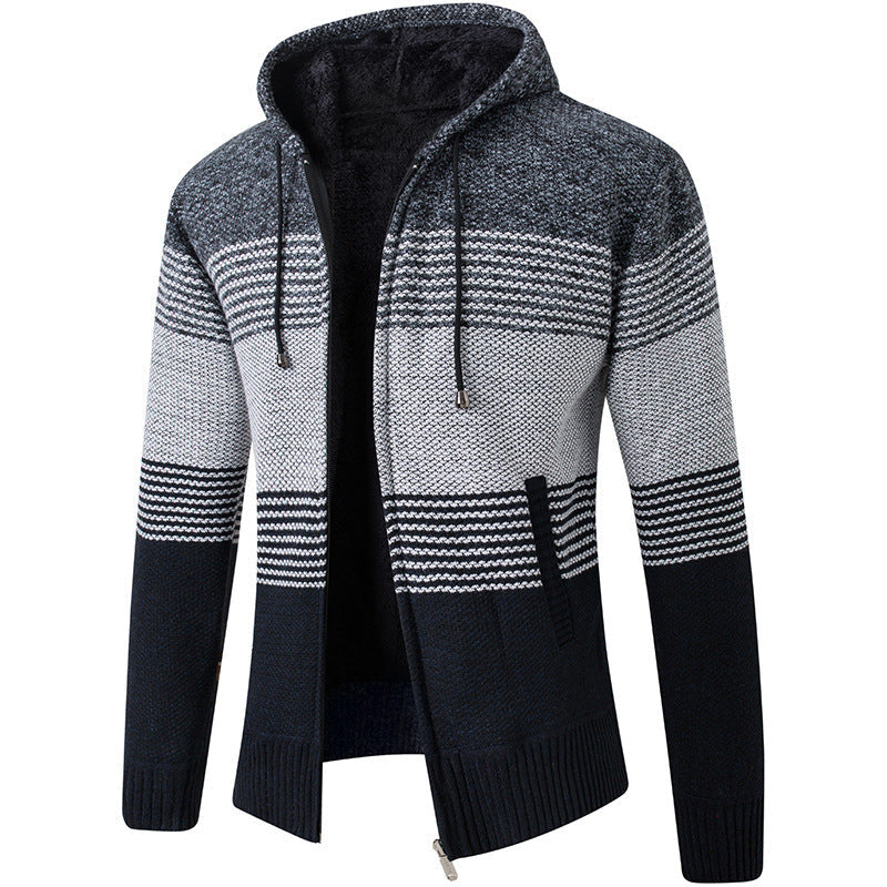 Herren Strickjacke mit Kapuze und Taschen Modern Sportlich
