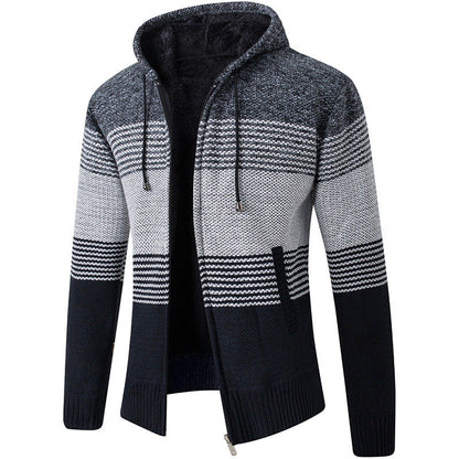 Herren Strickjacke mit Kapuze und Taschen Modern Sportlich