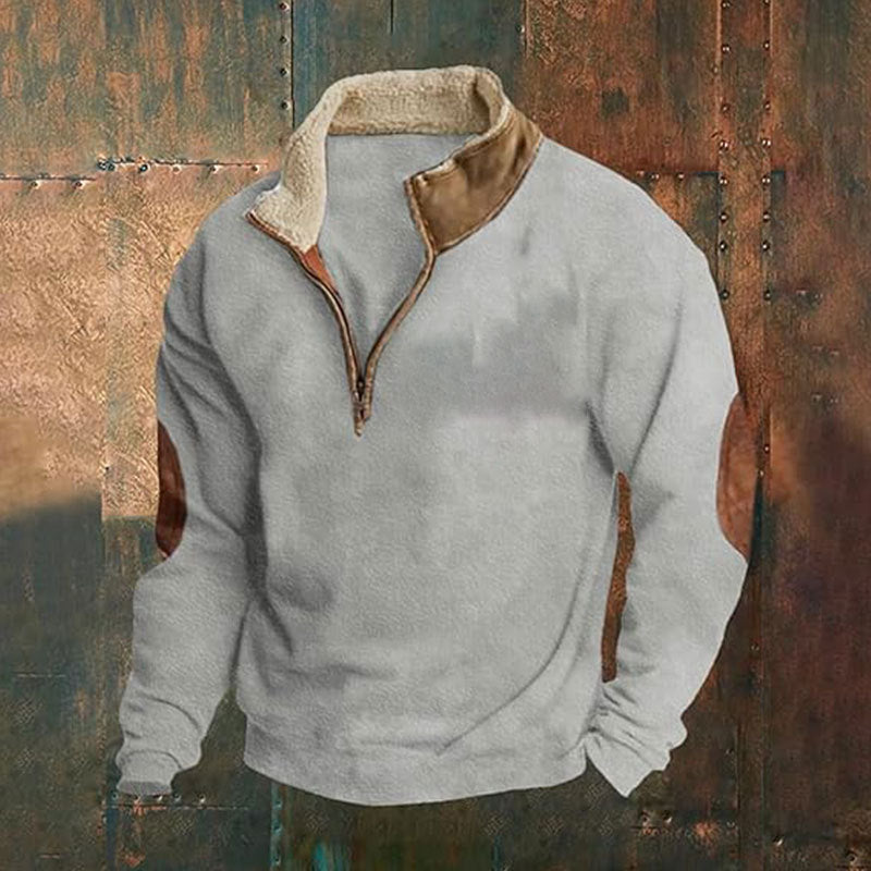 Herren Fleece-Pullover Sportlich Modern Stehkragen - BerlinGlamour