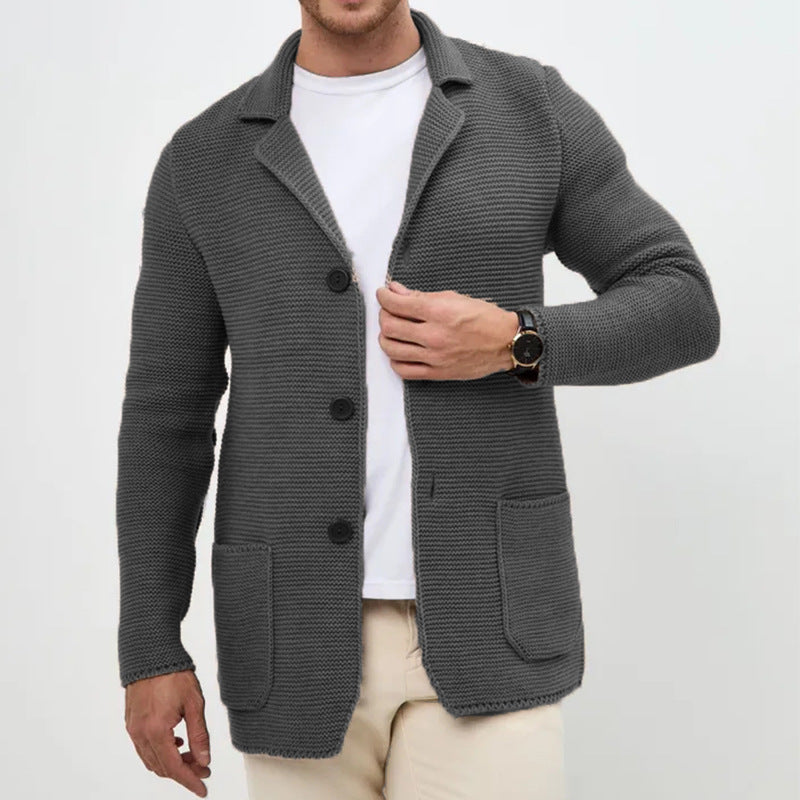 Herren Strickjacke Warm mit Schalkragen und Taschen