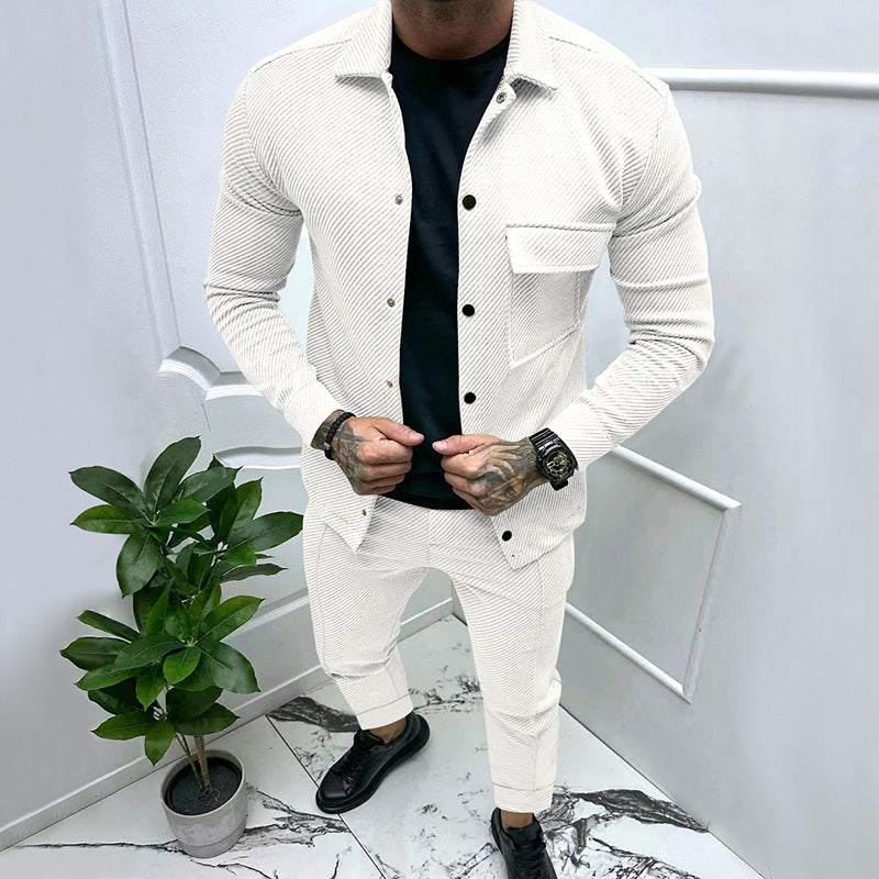 Herren Freizeit-Set mit Struktur-Oberteil und Jogginghosen Modern