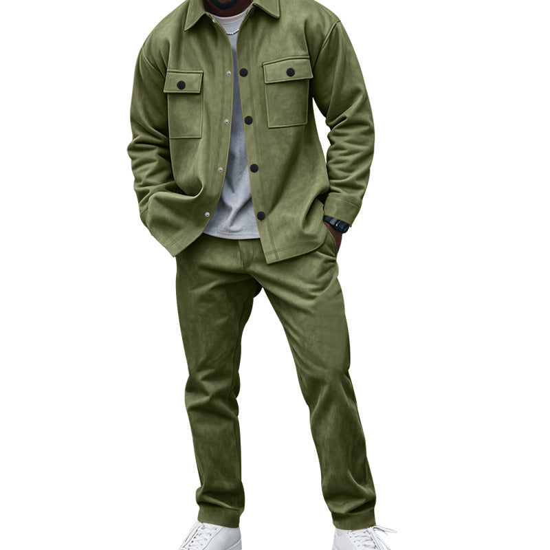 Herren Hemd-Hose-Set Weich Komfortabel Mit Taschen