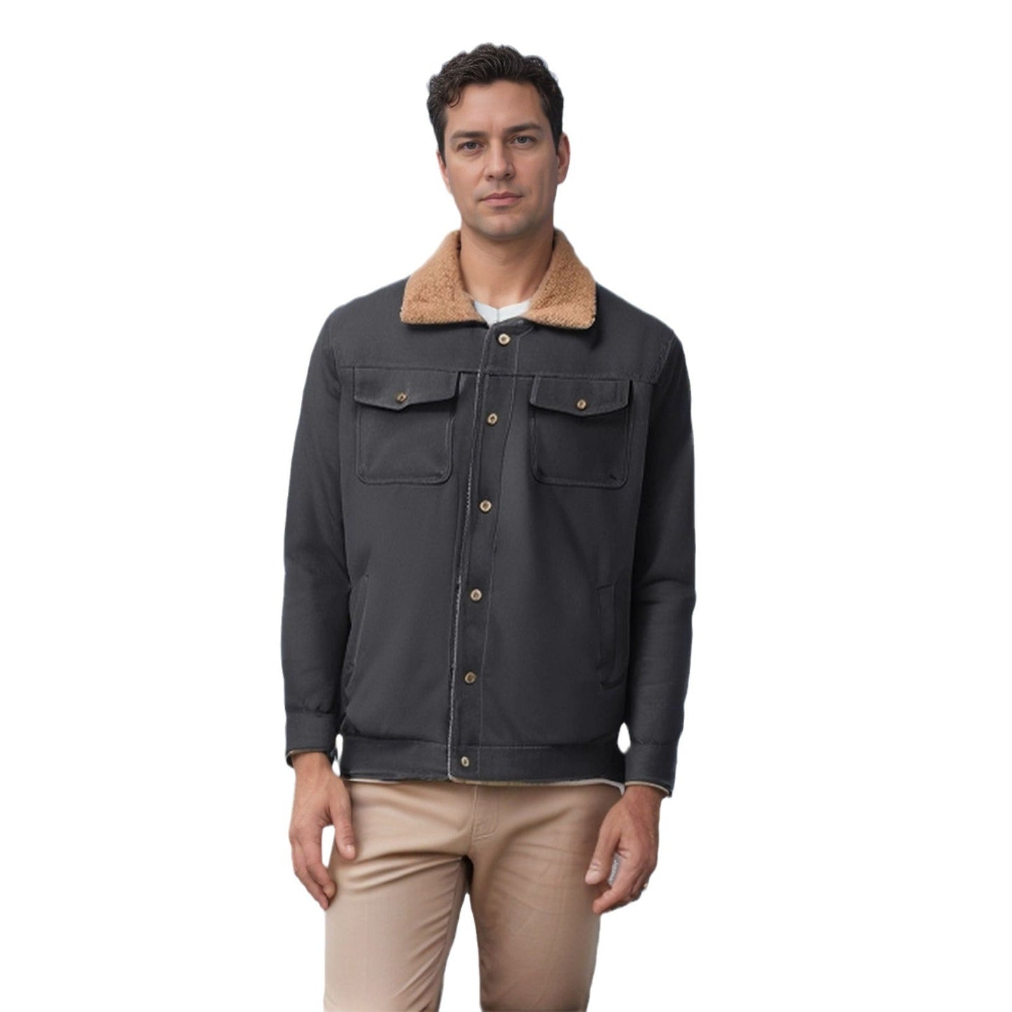 Herren Steppjacke Wendbar Fleecefutter Warm Elegant