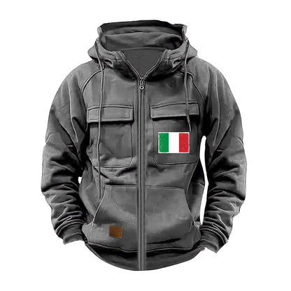 Herren Kapuzenjacke Modern mit Taschen und verstellbarem Kragen