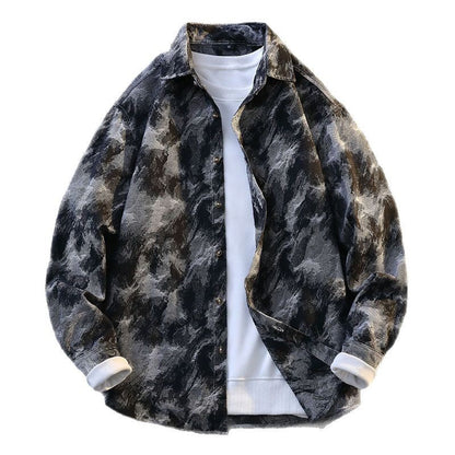 Herren Denim-Jacke Camouflage Modern Lässig