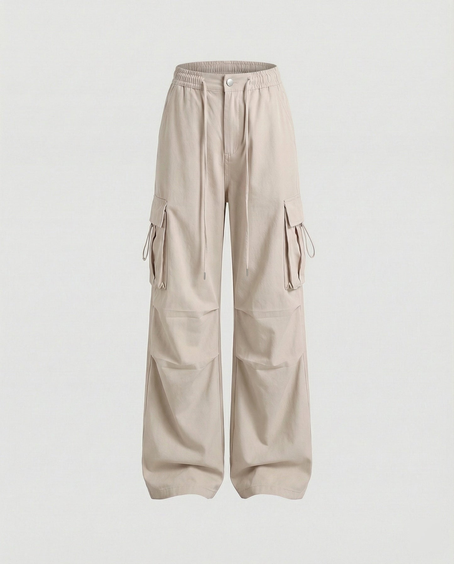 Damen Cargohose Hochtailliert mit Seitenschlaufen und Verstellbarem Saum
